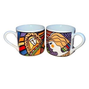 Two 1991 Vintage Vitromaster Metropolitan Colorful Espresso Mini Mugs